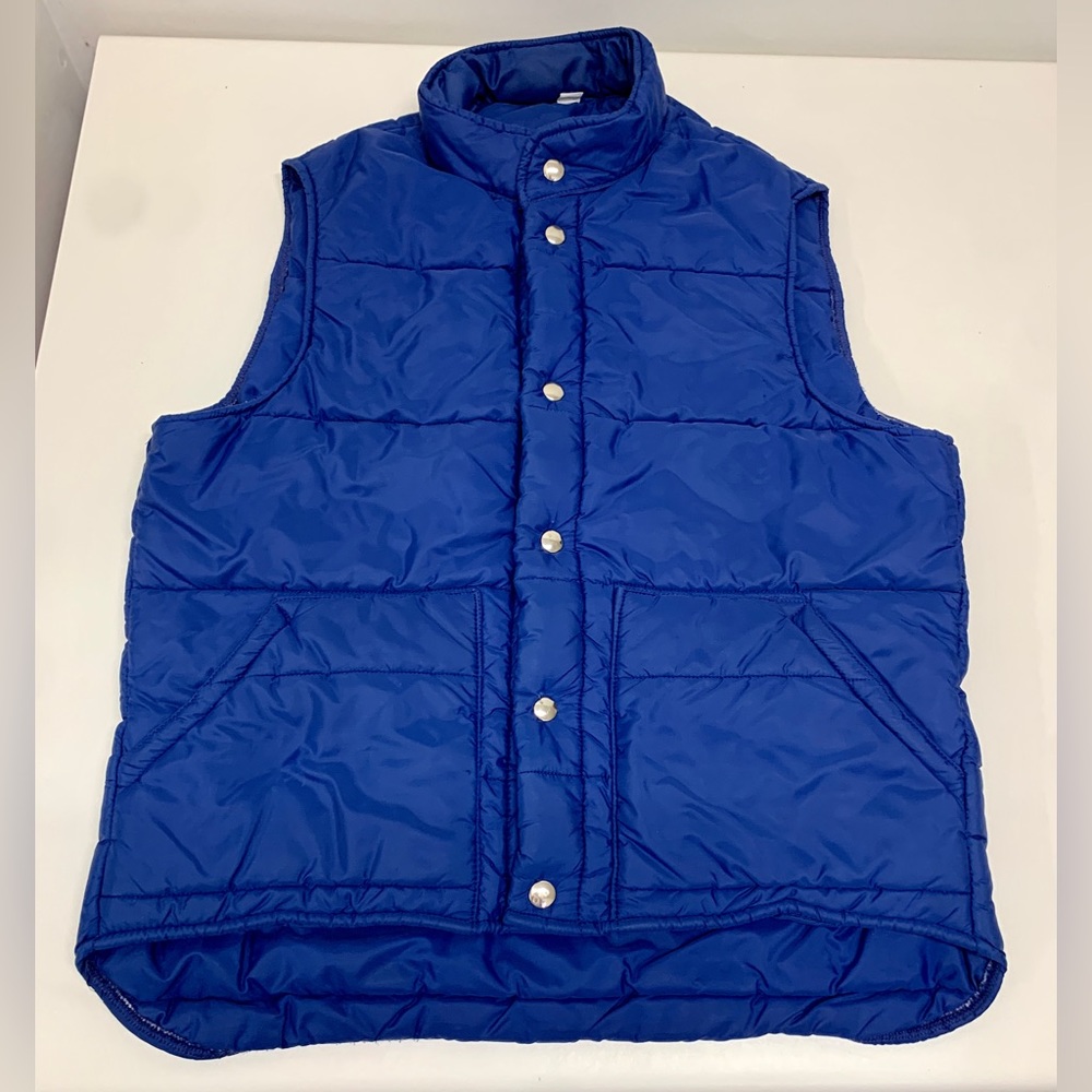 1970s Vintage Navy Blue L.L. BEAN West Branch Snap Closure Puffer Vest Men's M
